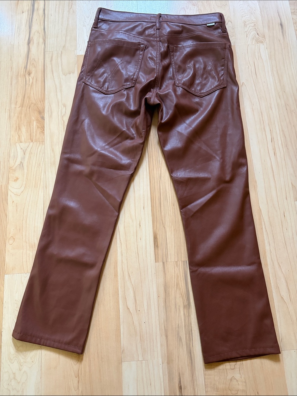 Mother Mid Rise Dazzler Ankle Wax On Wax Off Faux Vegan Leather 30 NWOT